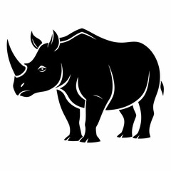 Rhino Silhouette Vector, rhino vector graphic wildlife illustration