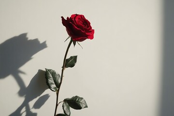 Obraz premium Single red rose isolated on a white background