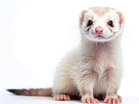 baby ferret isolated in white background