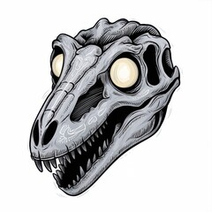 Detailed Illustration of a Dinosaur Skull