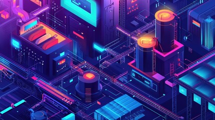 Fototapeta premium Futuristic Smart Factory Integrating AI and IoT Devices for Enhanced Automation and Efficiency