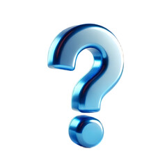 3D Blue Question Mark Icon, featuring a polished and glossy finish and modern design on a Transparent Background