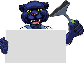 Obraz premium Window Cleaner Panther Car Wash Cleaning Mascot
