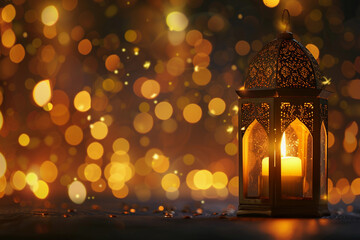 Fototapeta premium Beautiful greeting card with holiday composition for celebrate Ramadan