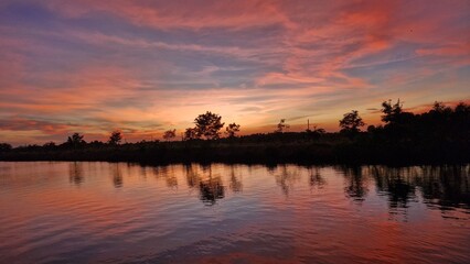sunset sky over the river