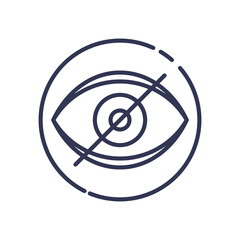 An eye icon with a slash, symbolizing visual impairment or restricted visibility.