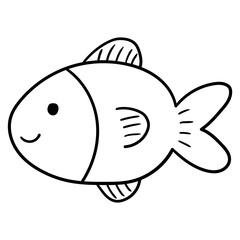 Hand drawn doodle fish on a white background.