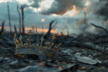 Fantastic king or queen crown from vivid gold material for coronation