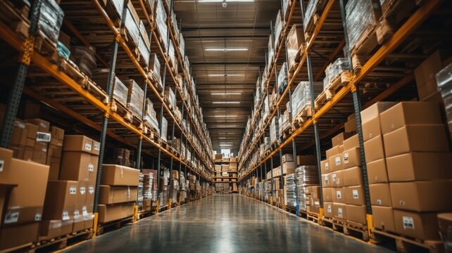 Organized warehouse operations modern distribution center image bright environment aerial view efficiency concept