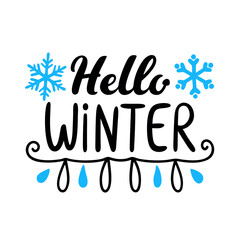 Hello Winter Hand Drawn Calligraphy Typography for Logos, Stickers, Posters, and T-Shirts