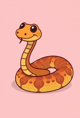 Naklejka premium Adorable Rattlesnake Cartoon Flashcards Clipart Isolated on Soft Vibrant Color Background. Suitable for animal flashcard, alphabet flashcards, Montessori Flashcards