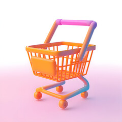 3d cartoon design illustration of Shopping cart icon isolated, Shopping online concept.