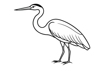 A heron line art vector illustration.eps