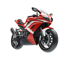 High-Performance Red Motorcycle in a Striking Pose Showcasing Sleek Design and Power