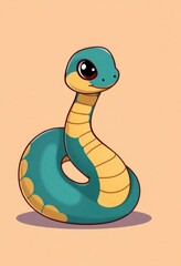 Fototapeta premium Adorable Snake Cartoon Flashcards Clipart Isolated on Soft Vibrant Color Background. Suitable for animal flashcard, alphabet flashcards, Montessori Flashcards
