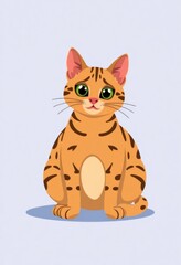 Obraz premium Adorable Egyptian Mau Cat Cartoon Flashcards Clipart Isolated on Soft Vibrant Color Background. Suitable for animal flashcard, alphabet flashcards, Montessori Flashcards