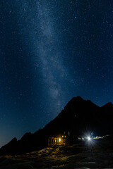 stargazing, milkyway above the mountains, hiking around Téryho chate, high tatra, slovakia