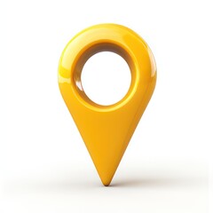A glossy yellow location pin icon, symbolizing a specific point on a map or navigation tool.