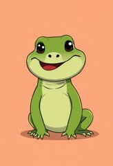 Obraz premium Adorable Komodo Dragon Cartoon Flashcards Clipart Isolated on Soft Vibrant Color Background. Suitable for animal flashcard, alphabet flashcards, Montessori Flashcards