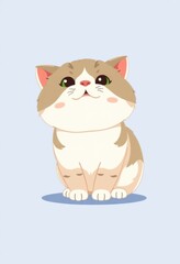 Obraz premium Adorable Scottish Fold Cat Cartoon Flashcards Clipart Isolated on Soft Vibrant Color Background. Suitable for animal flashcard, alphabet flashcards, Montessori Flashcards