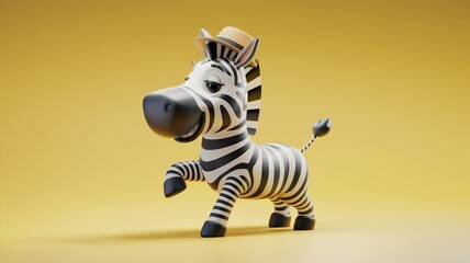 Fototapeta premium zebra character with a yellow background.