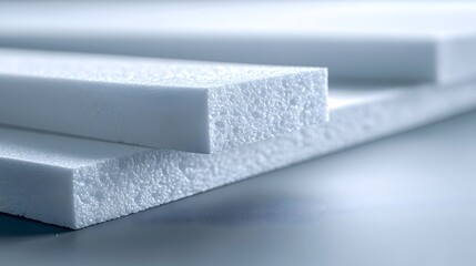 Home insulation plays a crucial role in energy efficiency, featuring layered foam boards that showcase a clean, bright texture, inviting warmth and safety.