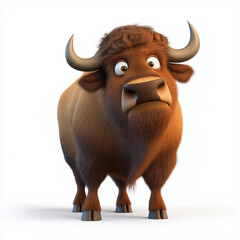 Beautiful bison Clipart, isolated on a white background, bison Generative AI.