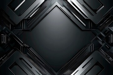 Obraz premium Close-up of a reflective metallic circuit board showcasing intricate patterns and electronic connections, symbolizing technology, innovation, and futuristic design.