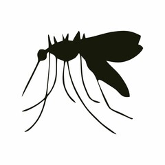 BLACK SILHOUETTE OF FLYING MOSQUITO