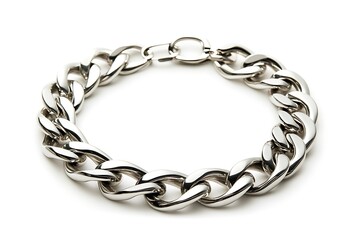 Obraz premium Simple silver bracelet isolated on white background