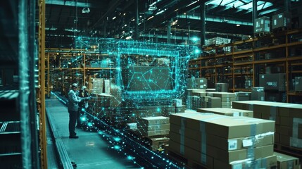 Team Collaborating in an AI-Powered Supply Chain System for Enhanced Efficiency and Productivity in a Warehouse