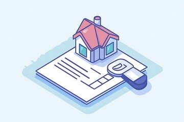 Simple loan approval document with a stamp and house icon 