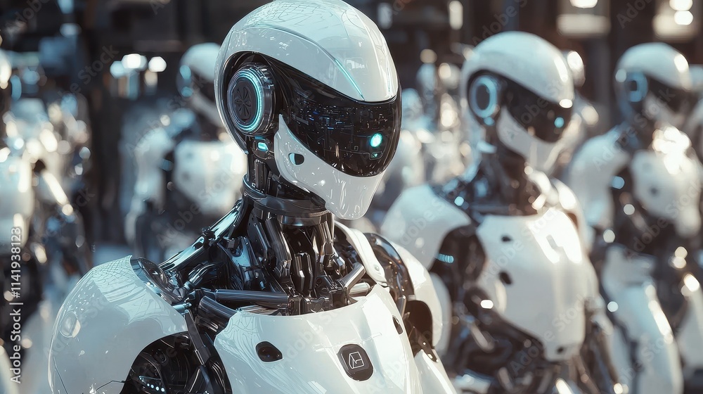 Poster automated production line with ai-powered robotics in a high-tech industrial environment