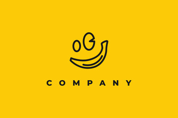 smiling banana fun logo design