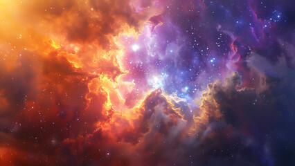 Vibrant Nebula Space Scene with Clouds of Color