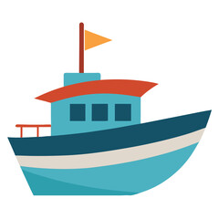 Vector illustration of a ship sailing on the ocean with a sky background