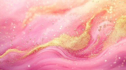 Obraz premium Pink and Gold Abstract Liquid Art Swirls