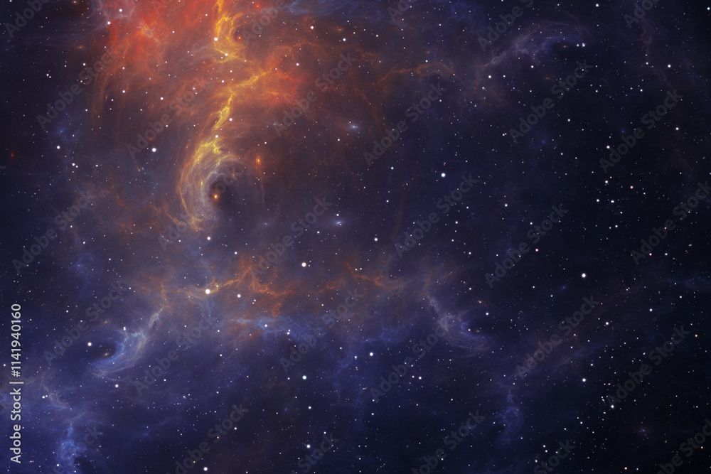 Wall mural space nebula. giant interstellar cloud and stars scattered across the universe. no ai tool was used