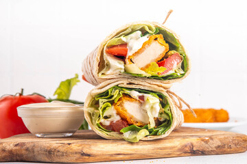 Fried chicken wraps with nuggets