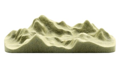 Fototapeta premium Abstract 3D Render of a Miniature Mountain Range, Textured Surface, Isolated on White Background Cutout