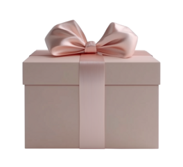 A charming pink gift box featuring a luxurious satin ribbon and perfectly tied bow, ideal for birthdays, Christmas, and special occasions.