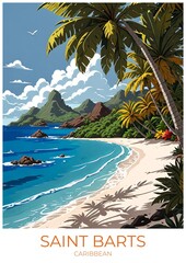 Saint Barts Caribbean Travel Poster Eco Friendly Art Print Decor Wall Art
