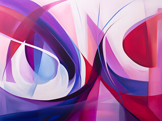 Abstract curved shapes in red, purple, and pink tones