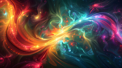 Vibrant abstract energy waves in multicolored fractal design
