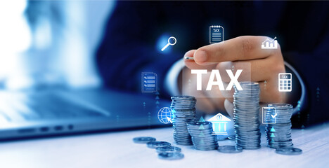 Government taxes and calculation tax return annual report.Tax and vat concept. 