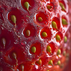 Macro close-up of fresh strawberry seeds