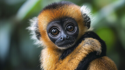 Obraz premium Adorable baby monkey with expressive eyes, showcasing its playful nature
