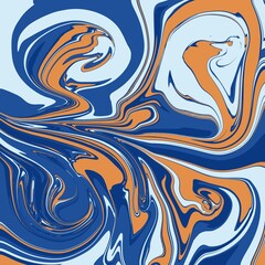Blue-Orange Swirls, Refreshing Marbled Abstract