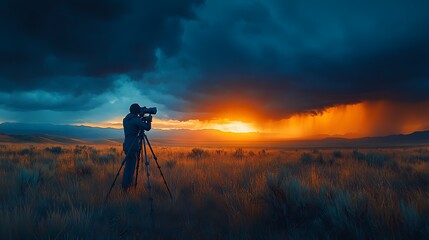 Photographer Captures Dramatic Sunset Over Grassy Plains