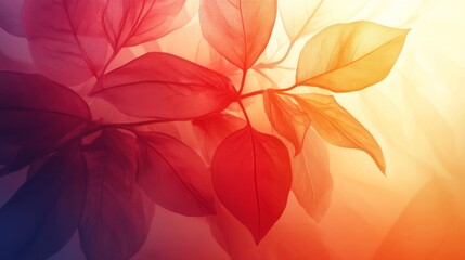 Translucent Red Leaves Illuminated By Warm Light